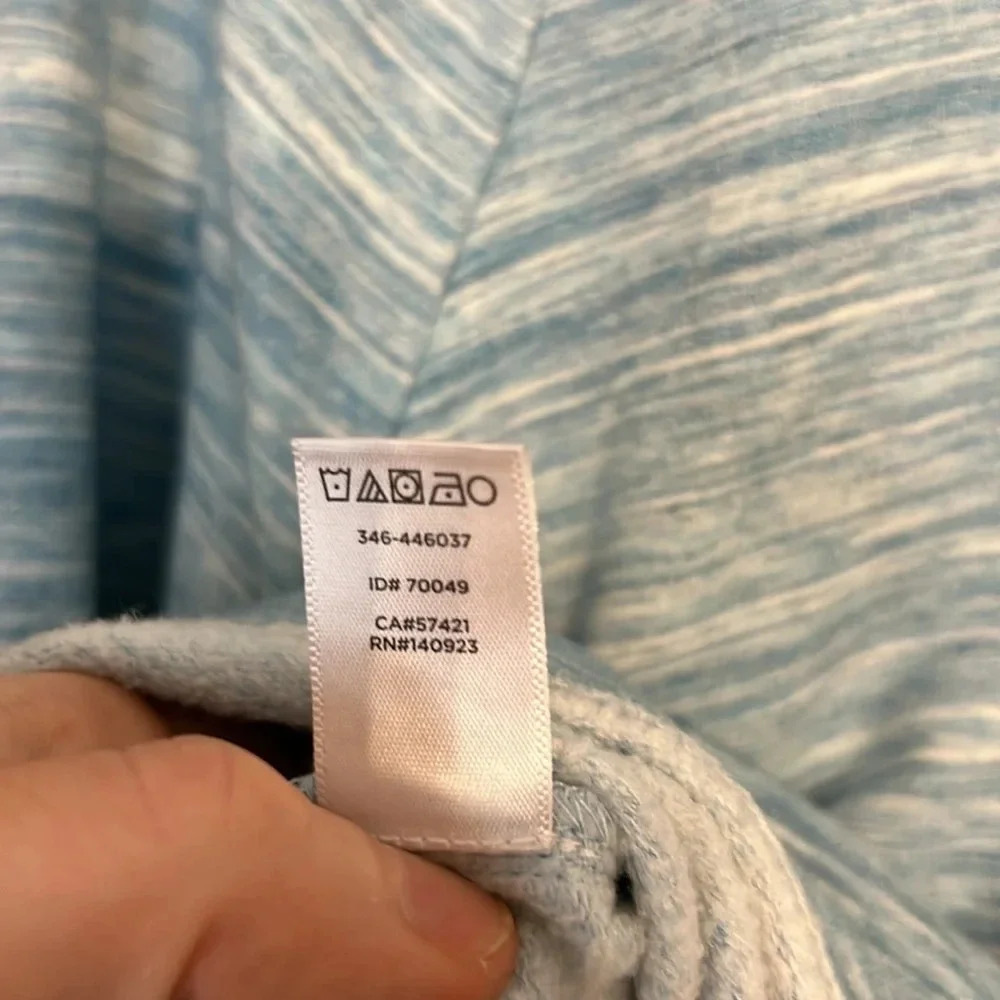 Lou & Grey Blue and White Space Dyed Side-Split Sweatshirt, M, 3/4 Length Sleeve - Picture 7 of 7